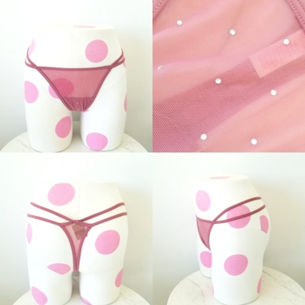 Victoria's Secret PINK Strappy String Thong Panty NWT Rhinestone Crystal's
